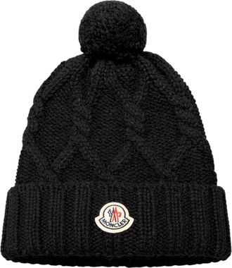 Moncler Beanie - Dames - Hoeden - Zwart - ONE Size - Wol - Accessoires