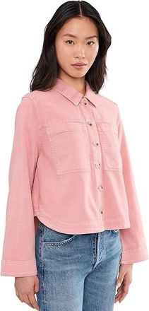 Liverpool L.A. Petite High/ Low Denim Shacket Womens Jacket Misty Blush : PXL, Cotton/Elastane/Lyocell
