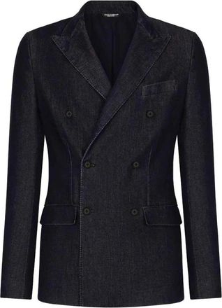 Dolce & Gabbana Dubbelrijige Denim Blazer - Heren - Blazers - Zwart - S - Denim - Jassen