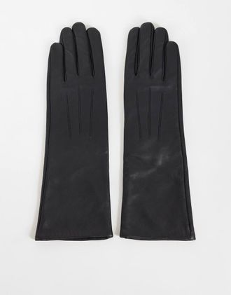 Topshop guanti in pelle Gibson neri-Nero