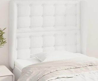 vidaXL Cabecero Con Orejas De Cuero Sint&eacute;tico Blanco 93x23x118/128 Cm Vidaxl