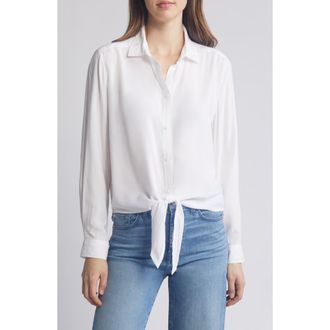 Beach Lunch Lounge Magnolia Tie Front Button-Up Shirt in White at Nordstrom, Size Medium