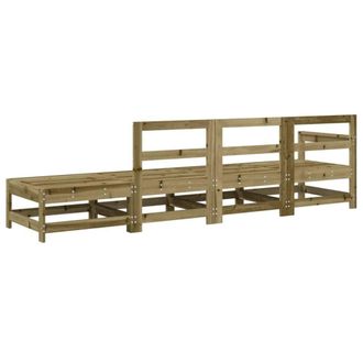 Berkfield Home Beautiful 4 Piece Garden Lounge Set Impregnated Wood Pine in Brown