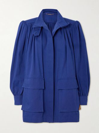 Chlo&eacute; Giacca In Tela Di Cotone Con Pieghe - Blu