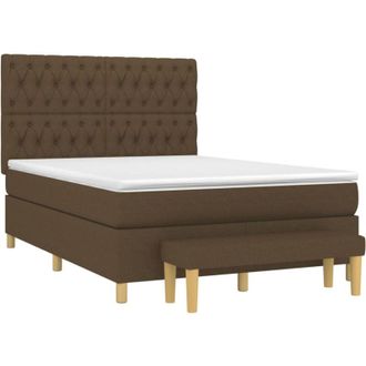 vidaXL Cama Box Spring Con Colch&oacute;n Tela Marr&oacute;n Oscuro 140x190 Cm Vidaxl