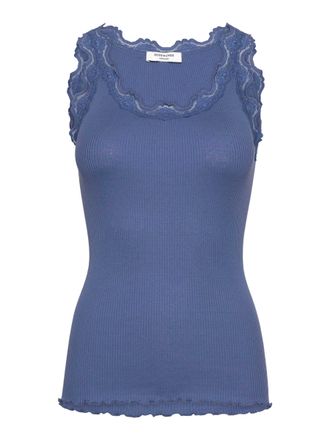 Rosemunde Spitzentop ROSEMUNDE Babette Silk Top mit Seide, Damen, Gr. XXL, jeansblau, Feinstrick, Obermaterial: 70% Seide, 30% Baumwolle, k&ouml;rpernah h&uuml;ftbedecken
