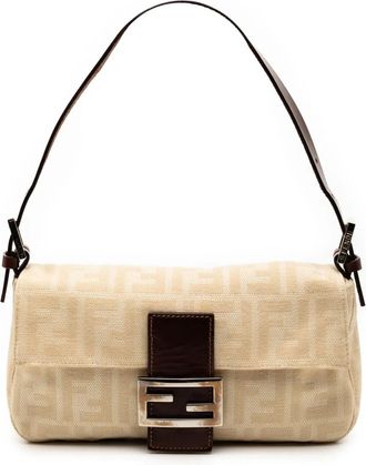Fendi Borsa a spalla Baguette in tela con motivo Zucca 2000-2010 - Marrone