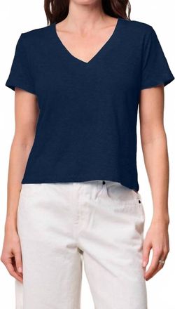 Stateside Supima Slub Jersey Short Sleeve V-Neck Tee In New Navy