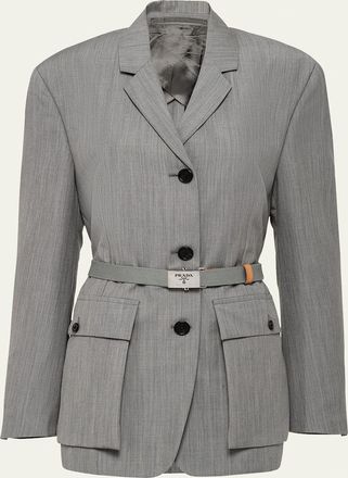 Prada Kid Mohair Belted Blazer