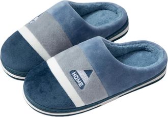 Generic Cotton Slippers, Mens Autumn and Winter Indoor Home Warmth, Odor-proof, Plus Size Non-slip Couple Slippers(Blue gray,36-37)