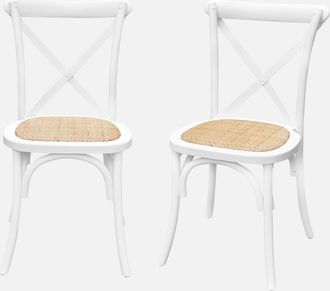 Sweeek Sweeek - Silla De Bistr&oacute; Vintage De Madera, Set De 2, Belleville, Blanco, 48.5x53.5x88.5 Cm
