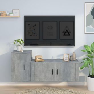 vidaXL Vidaxl - Set De Muebles De Tv 2 Pzas Madera Contrachapada Gris Hormig&oacute;n