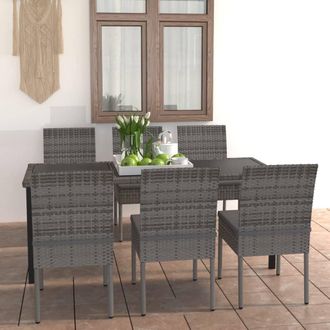 vidaXL Vidaxl - Juego De Comedor Para Jard&iacute;n 7 Piezas Rat&aacute;n Sint&eacute;tico Gris