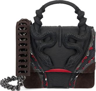 Roberto Cavalli snake-embellished chain shoulder bag - women - Mesh/Suede/Calf Leather - One Size - Black