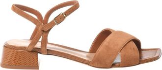 Baldinini Sandaal met hagedisprint - Dames - Sandalen met hakken - Bruin - 40 EU - Leer - Schoenen