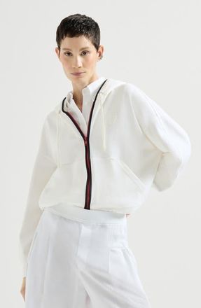 Brunello Cucinelli Hooded sweatshirt with logo in White at Nordstrom, Size Xx-Large Eu