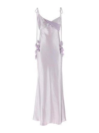Self Portrait Lilac Satin Flower Maxi Dress