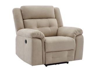 Vente-Unique Sill&oacute;n reclinable el&eacute;ctrico de microfibra beige ORTIANO