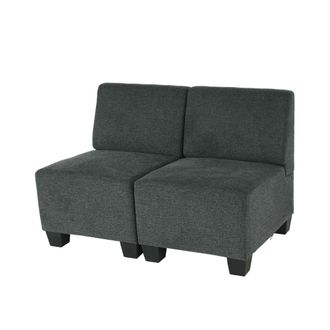 Hhg Sof&aacute; Modular 2 Plazas Lyon, Tela/textil, Gris Antracita, Sin Reposabrazos