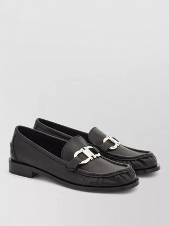 Ferragamo soft loafer round toe metallic hardware stitch