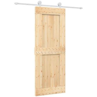 vidaXL Puerta Corredera Con Herrajes Madera Maciza De Pino 80x210 Cm Vidaxl
