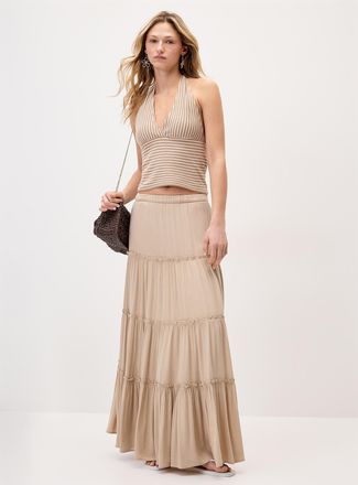 Twik Womens Crinkled ruffled-tier skirt