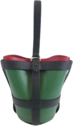 Herm&egrave;s Pre-owned Vintage Bucket Bag - Dames - Vintage Tas - Groen - ONE Size - Leer - Vintage