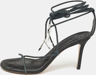 Isabel Marant Green Suede Ankle Wrap Sandals