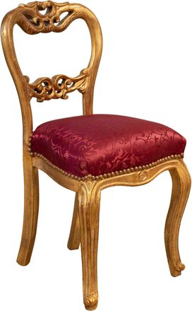 Biscottini International Biscottini - Silla De Madera Sill&oacute;n Tapizado Estilo Luis Xvi Franc&eacute;s 44x84x45 Cm Sill&oacute;n De Haya Maciza Sill&oacute;n De Sal&oacute;n Acabado Dorado