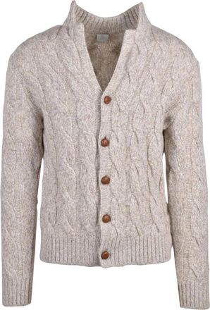 Eleventy Cardigan met knopen - Heren - Vesten - Beige - S - Wol - Truien & Vesten