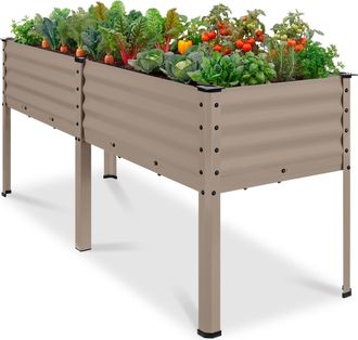 Best Choice Products 72x24x30in Non Toxic Elevated Galvanized Metal Garden Bed Corner Protectors