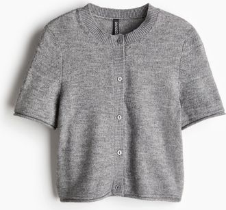 H&M Feinstrick-Cardigan mit Kurzarm - Graumeliert
