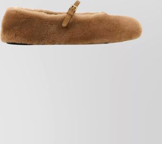 Prada shearling flat ballerina shoes with buckle strap