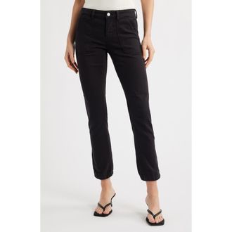 Mavi Ivy Twill Joggers in Black Flex at Nordstrom, Size 26 X 28