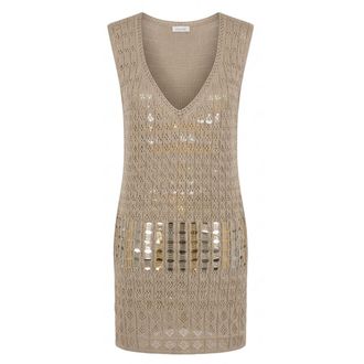 Malo Beige Cotton Women Womens Dress
