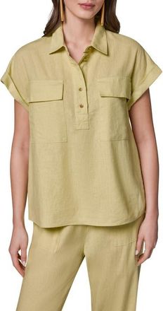 DKNY Dolman Sleeve Linen Blend Shirt in Citrus at Nordstrom, Size X-Small