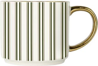 Sweet Water Decor Gold Handle Holiday Coffee Mug in Green Stripe at Nordstrom