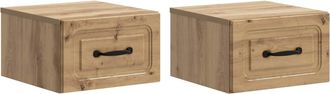 vidaXL Mesita De Noche De Pared 2 Uds. Roble Artisan 34,5 X 33 X 20 Cm Vidaxl
