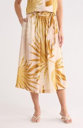 Joie Palm Print Pull-On Midi Skirt in Lilac/Gold Palm at Nordstrom Rack, Size 10