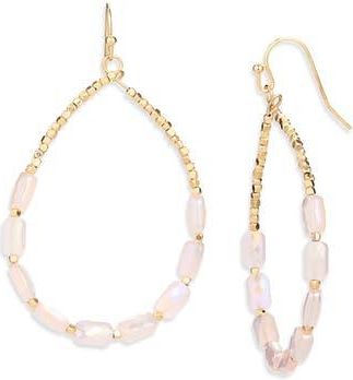 Cara Slim Beaded Drop Earrings in Beige at Nordstrom Rack