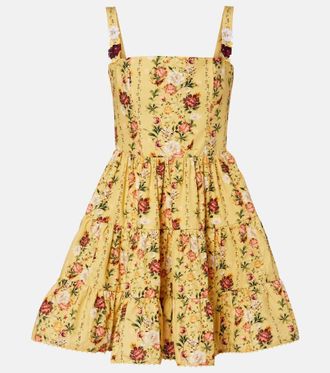 Agua Bendita Lima floral cotton minidress
