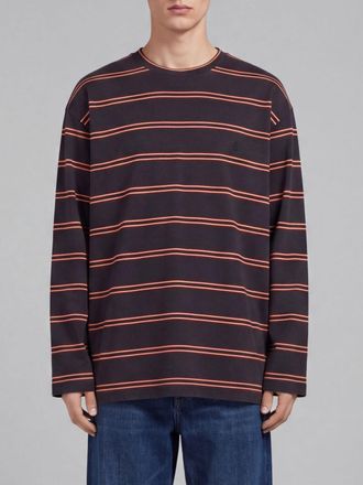 Jil Sander Striped Cotton Long-Sleeved T-Shirt with Dropped Shoulders