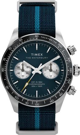 Timex Waterbury Heritage Chronograph Webbing Strap Watch, 39mm in Blue at Nordstrom