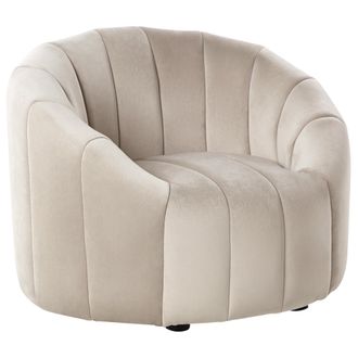 Beliani Sill&oacute;n Terciopelo Asiento Acolchado Respaldo Bajo Beige Malung