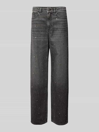 Jake*s Casual Relaxed Fit Jeans mit Ziersteinbesatz in Black, Gr&ouml;&szlig;e 34