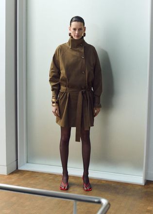 Mango Trench collo a imbuto cintura marrone medio - Donna - XXS - MANGO