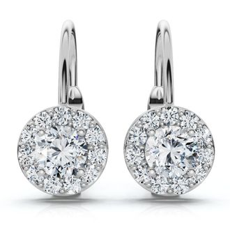 Pompeii3 1/2Ct Halo Diamond Hoops With Lever Backs in White or Yellow Gold