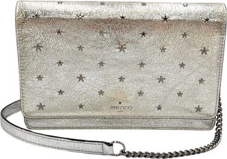 Jimmy Choo London Silver Leather Coin Purse/Coin Case (Pre-Owned)