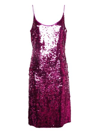 Oscar De La Renta sequin-embellished dress - women - Silk/Lycra - M - Purple