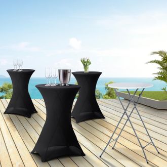 IDMarket Juego De 4 Mesas Altas Plegables De 105 Cm Y 4 Fundas Negras